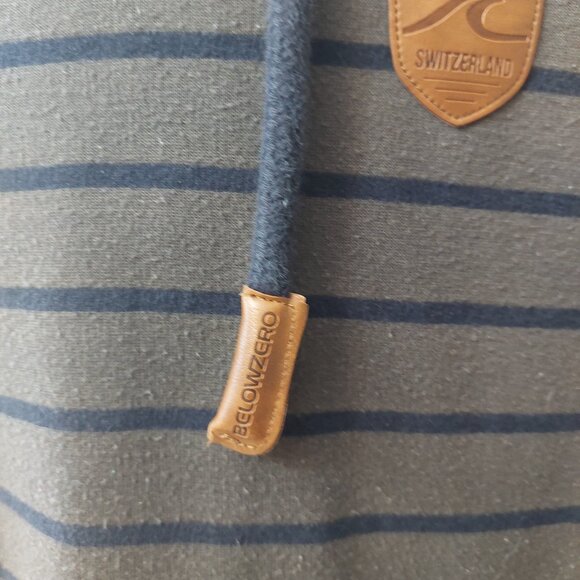 Men's BELOWZERO Switzerland Hooded Striped Sweatshirt Leather Accents Size XL - Picture 6 of 13